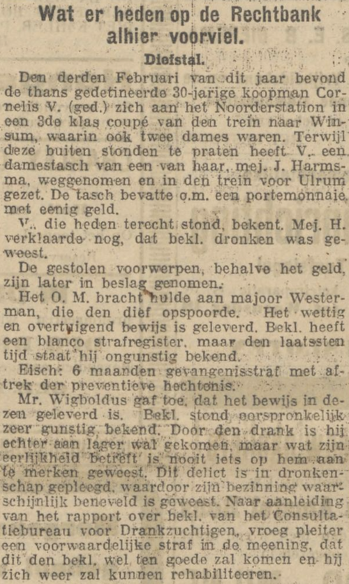 oude kranten, tijdreizen, terug in de tijd, groningen, 1925, geschiedenis, delpher, rechtbank, treinen, verslavingszorg, droge kroeg, krant